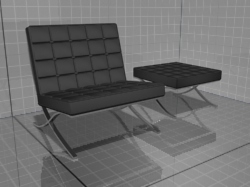 3D модель кресло + пуф Tekno
